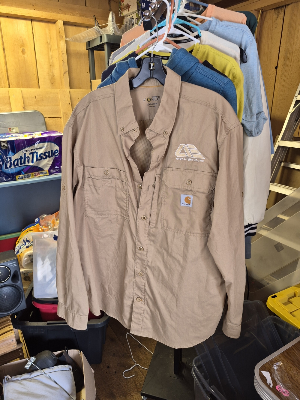 Carhartt Men's Light Brown Work Shirt Bin 51